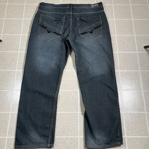 Vintage Y2K Blue Gear‎ Baggy Embroidered Embellished Jeans Size 40x30 Wide Leg